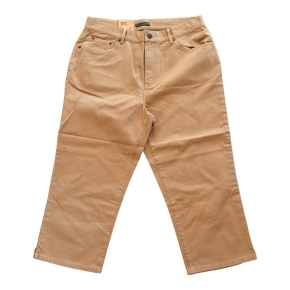 RALPH LAUREN Classic Fit Mid Calf Chino Capri Tan Khaki Size 10 NEW - Picture 1 of 5